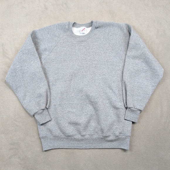 Jerzees Vintage 90s Blank Raglan Sweatshirt XL Gray Streetwear Minimalist USA — photo 2